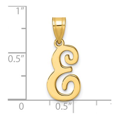 14K Yellow Gold Script Letter E Pendant – view 5