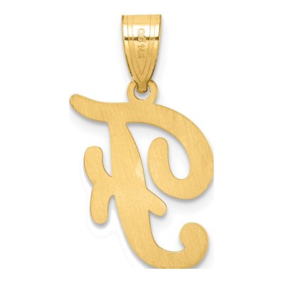 14K Yellow Gold Script Letter F Pendant – view 4