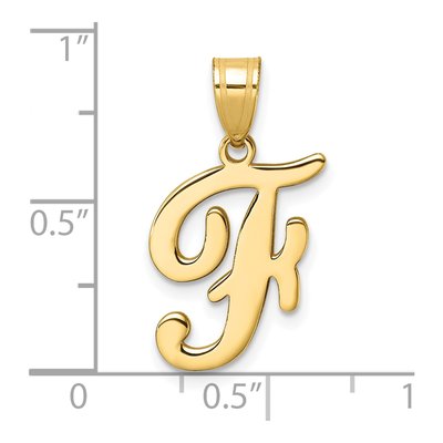14K Yellow Gold Script Letter F Pendant – view 5