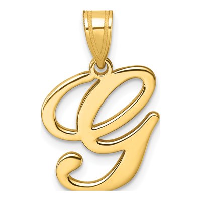 14K Yellow Gold Script Letter G Pendant