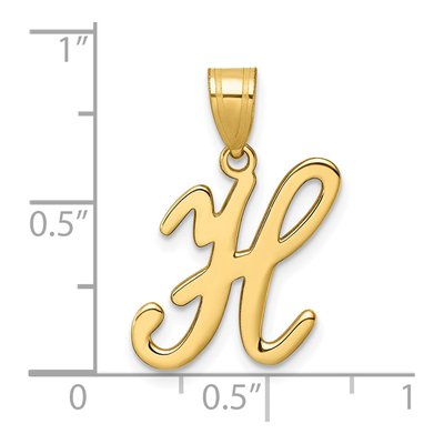 14K Yellow Gold Script Letter H Pendant – view 5
