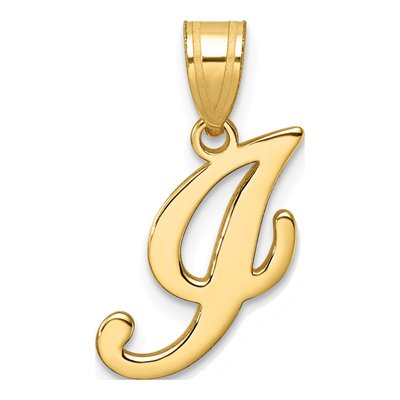 14K Yellow Gold Script Letter I Pendant