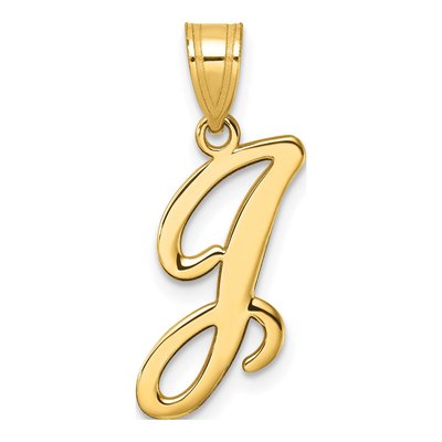 14K Yellow Gold Script Letter J Pendant
