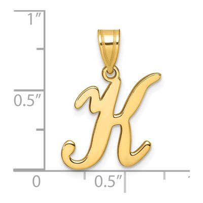 14K Yellow Gold Script Letter K Pendant – view 5