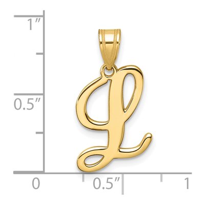 14K Yellow Gold Script Letter L Pendant – view 5