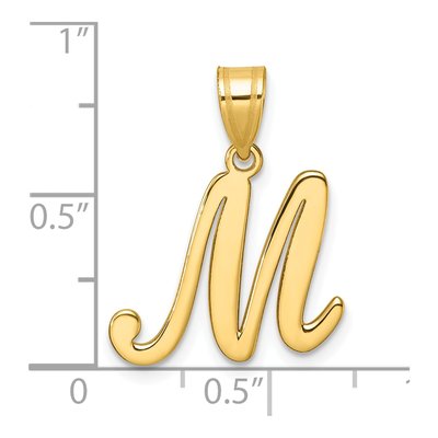 14K Yellow Gold Script Letter M Pendant – view 5