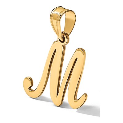 14K Yellow Gold Script Letter M Pendant – view 6