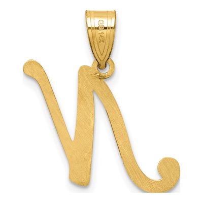 14K Yellow Gold Script Letter N Pendant – view 4