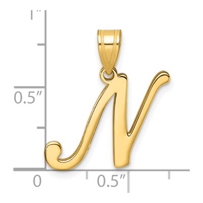 14K Yellow Gold Script Letter N Pendant – view 5