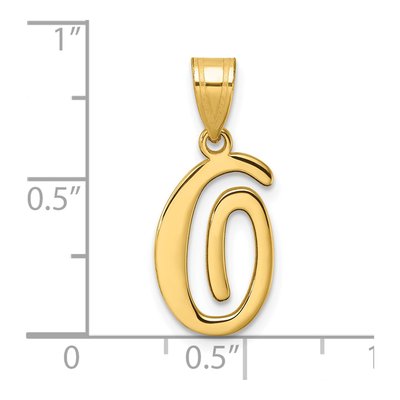 14K Yellow Gold Script Letter O Pendant – view 5