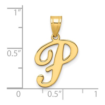 14K Yellow Gold Script Letter P Pendant – view 5