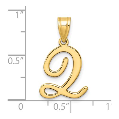 14K Yellow Gold Script Letter Q Pendant – view 5