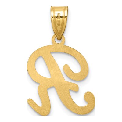 14K Yellow Gold Script Letter R Pendant – view 4
