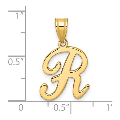 14K Yellow Gold Script Letter R Pendant – view 5