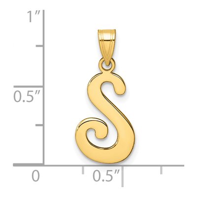14K Yellow Gold Script Letter S Pendant – view 5