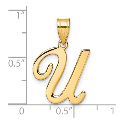14K Yellow Gold Script Letter U Pendant – view 5