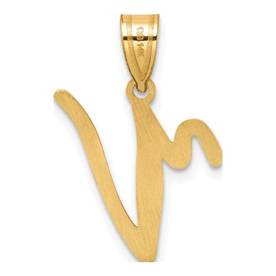14K Yellow Gold Script Letter V Pendant – view 4