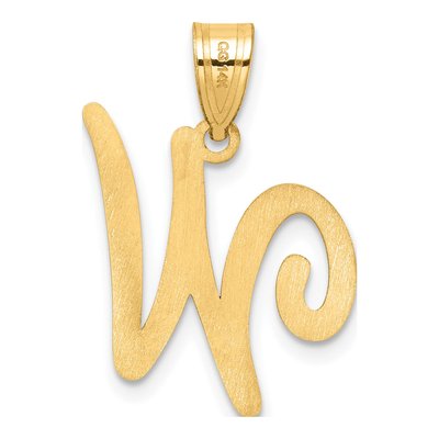 14K Yellow Gold Script Letter W Pendant – view 4
