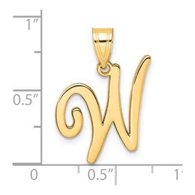 14K Yellow Gold Script Letter W Pendant – view 5