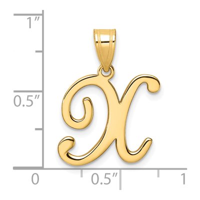 14K Yellow Gold Script Letter X Pendant – view 5