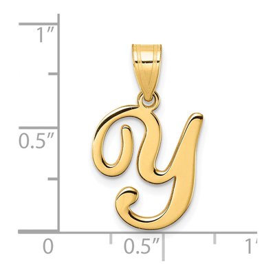 14K Yellow Gold Script Letter Y Pendant – view 5