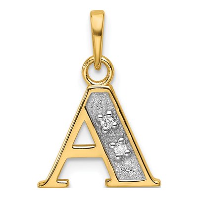 14K Yellow Gold Diamond Letter A Pendant