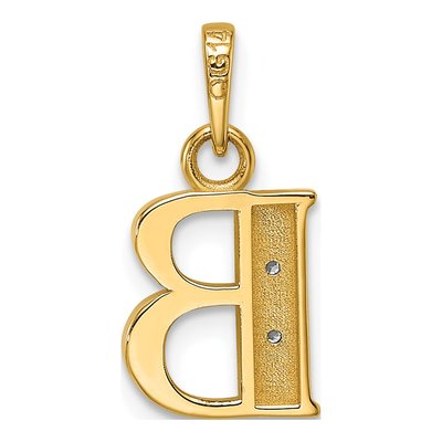 14K Yellow Gold Diamond Letter B Pendant – view 4