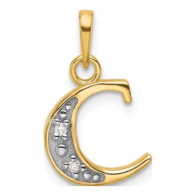 14K Yellow Gold Diamond Letter C Pendant