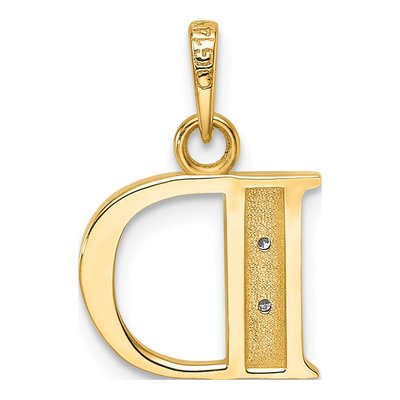 14K Yellow Gold Diamond Letter D Pendant – view 4