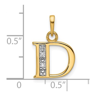 14K Yellow Gold Diamond Letter D Pendant – view 5