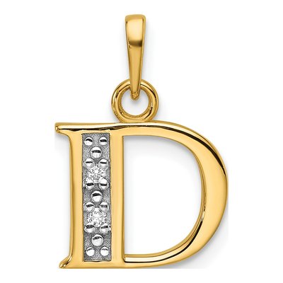 14K Yellow Gold Diamond Letter D Pendant