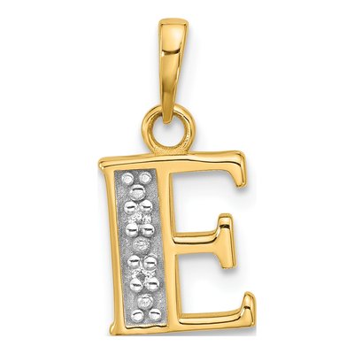 14K Yellow Gold Diamond Letter E Pendant