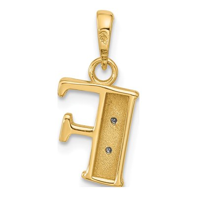 14K Yellow Gold Diamond Letter F Pendant – view 4