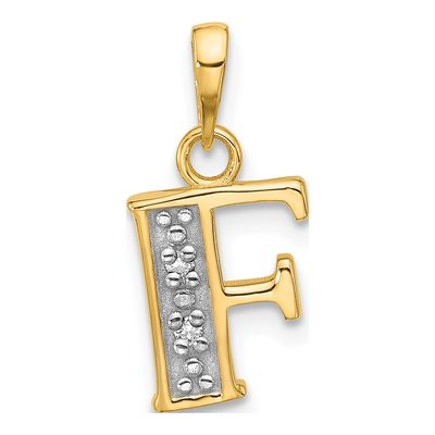 14K Yellow Gold Diamond Letter F Pendant