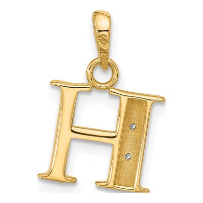 14K Yellow Gold Diamond Letter H Pendant – view 4