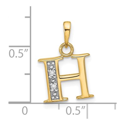 14K Yellow Gold Diamond Letter H Pendant – view 5