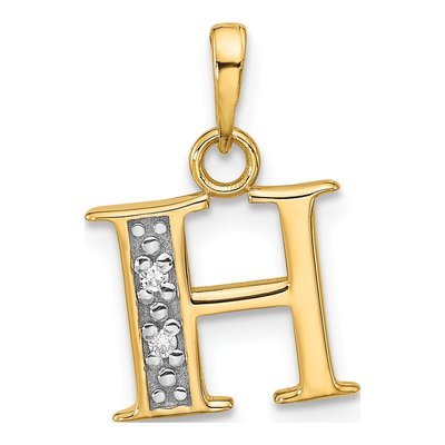14K Yellow Gold Diamond Letter H Pendant