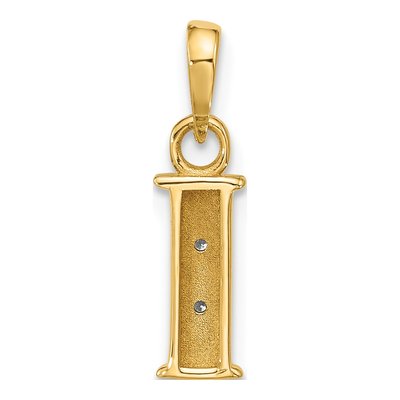 14K Yellow Gold Diamond Initial I Pendant – view 4