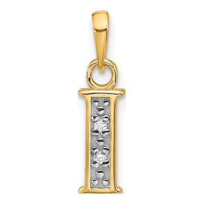 14K Yellow Gold Diamond Initial I Pendant