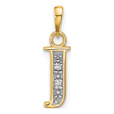 14K Yellow Gold Diamond Letter J Pendant