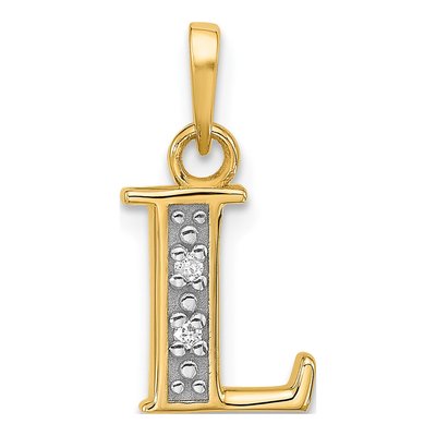 14K Yellow Gold Diamond Letter L Pendant