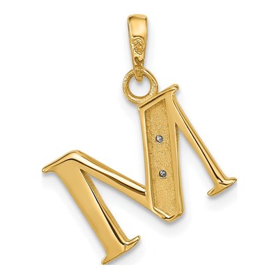 14K Yellow Gold Diamond Letter M Pendant – view 3