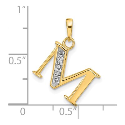 14K Yellow Gold Diamond Letter M Pendant – view 4