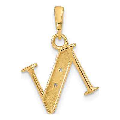 14K Yellow Gold Diamond Letter N Pendant – view 4