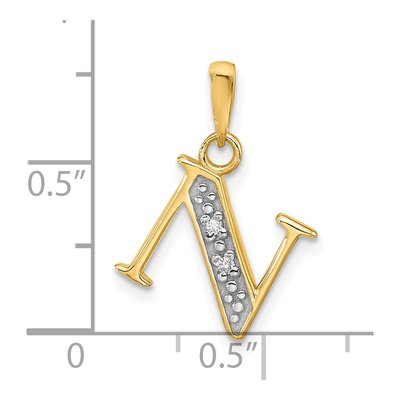 14K Yellow Gold Diamond Letter N Pendant – view 5