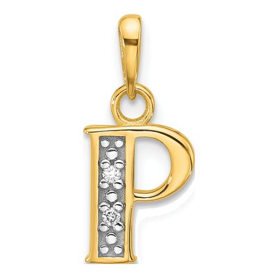 14K Yellow Gold Diamond Letter P Pendant