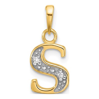 14K Yellow Gold Diamond Letter S Pendant