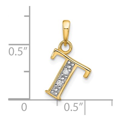 14K Yellow Gold Diamond Letter T Pendant – view 4