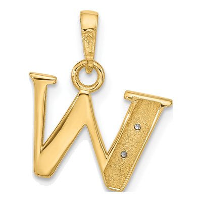 14K Yellow Gold Diamond Letter W Pendant – view 4
