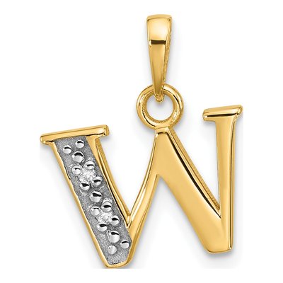 14K Yellow Gold Diamond Letter W Pendant